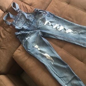 NWOT Dollhouse Stretch ripped Overalls skinny leg sz 13